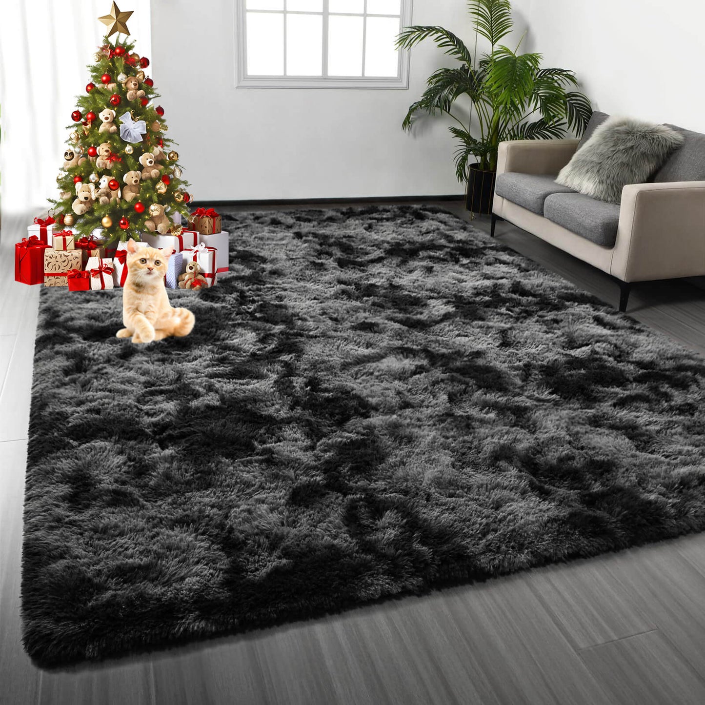 Soft Fluffy Shaggy Area Rug, Machine Washable Bedroom Carpet