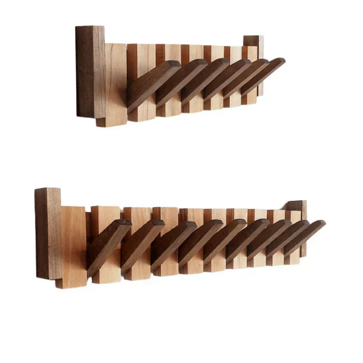 Wooden Wall-Mounted Coat Rack – Stylish Piano Style Hanger for Entryway