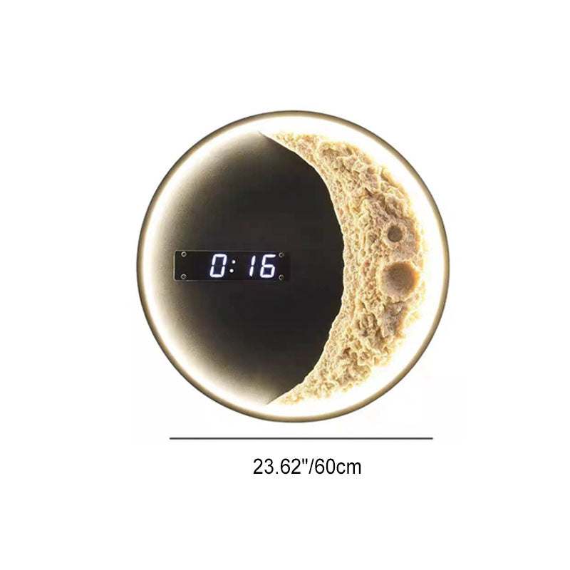 LED Moon and Astronaut Wall Light with Clock - Modern Home Decor