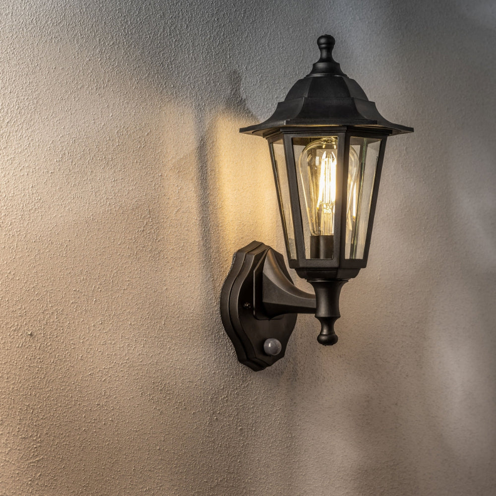 Outdoor Wall Light with Motion Sensor - Durable Black Finish