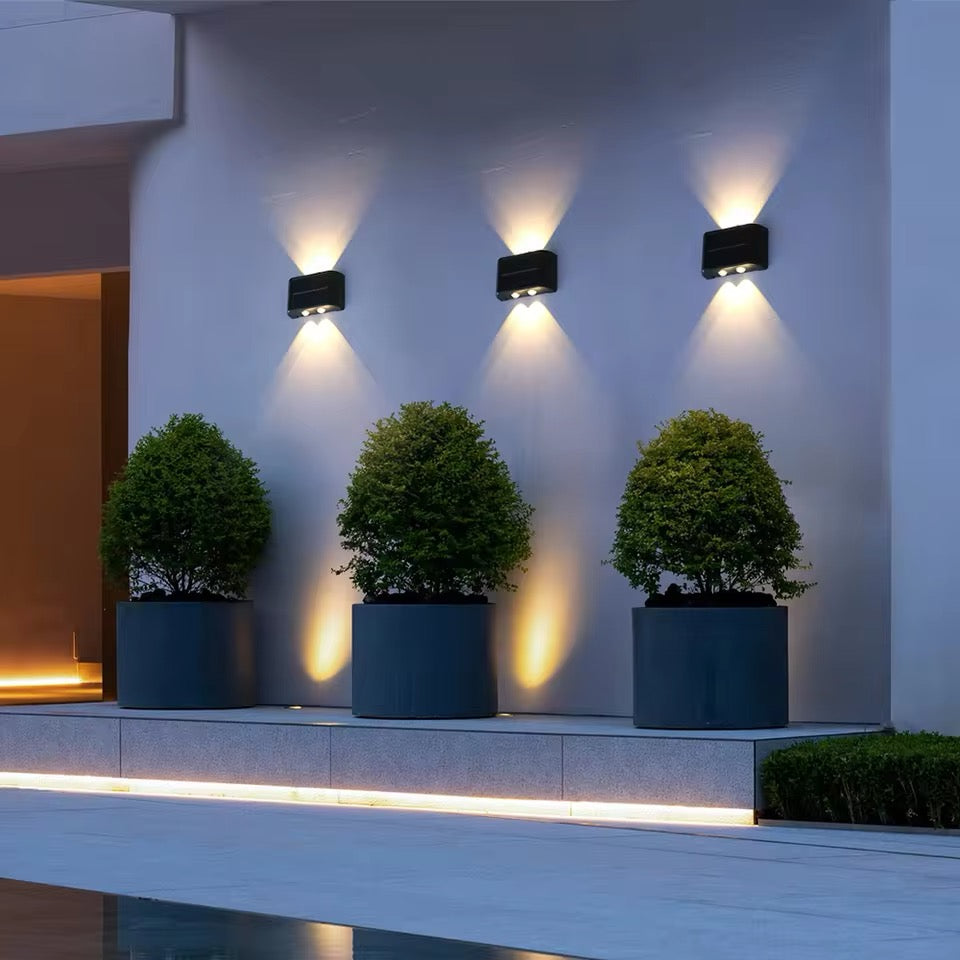 Solar Garden Wall Lights - Modern Weatherproof LED Outdoor Lighting