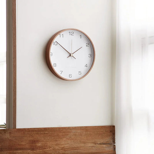 Modern Quiet Wooden Wall Clock - Round Nordic Design for Home Decor
