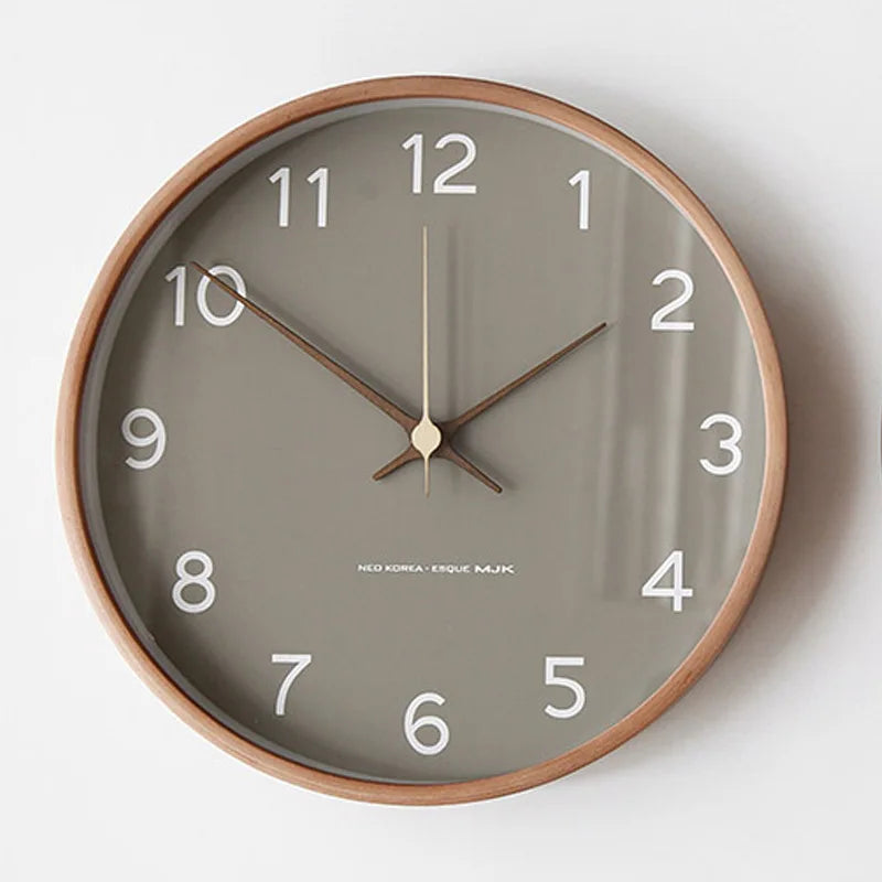 Modern Quiet Wooden Wall Clock - Round Nordic Design for Home Decor