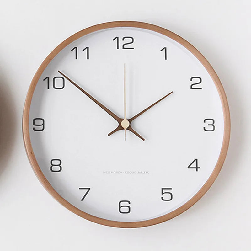 Modern Quiet Wooden Wall Clock - Round Nordic Design for Home Decor
