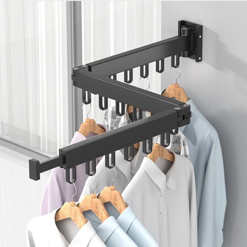 Foldable Wall-Mounted Clothes Drying Rack - Space-Saving Solution