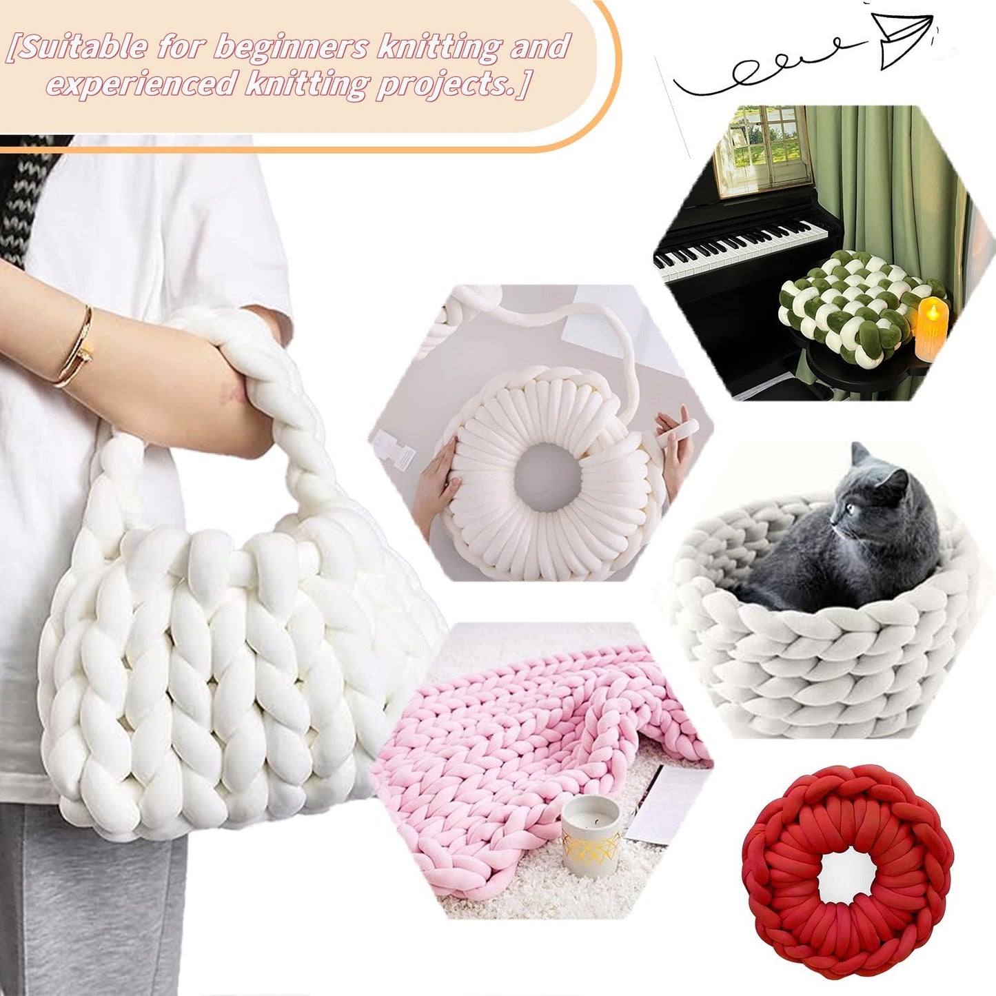 Soft Jumbo Arm Knitting Yarn – Thick Yarn for Blankets & Cushions