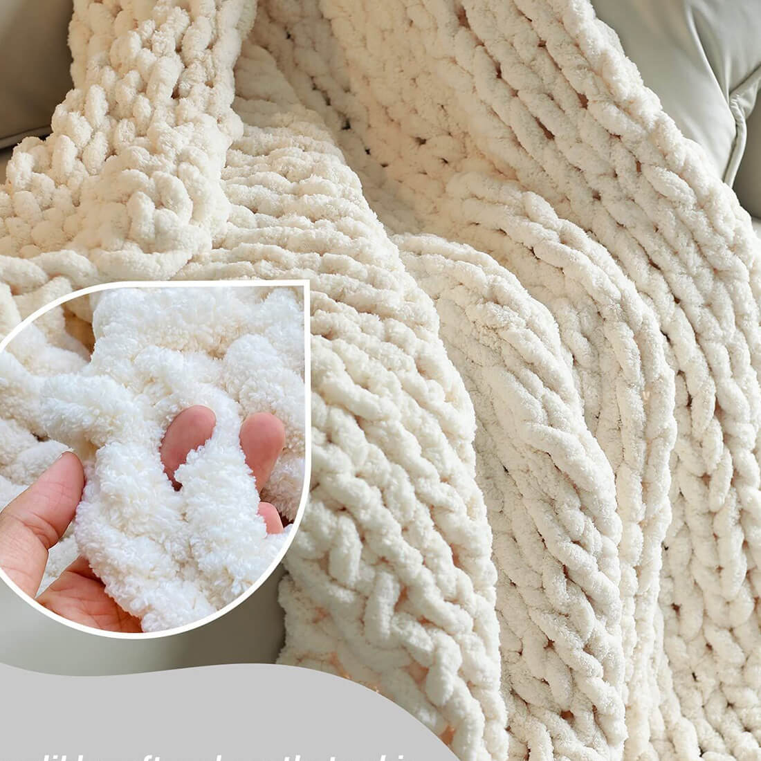 Cozy Chunky Knit Throw Blanket for Home Decor and Warmth