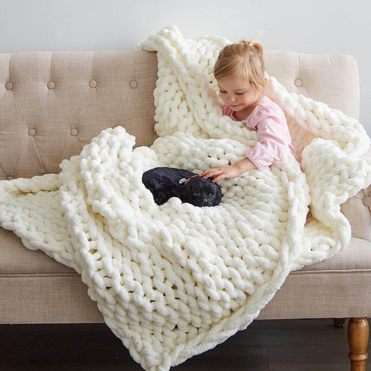 Soft Chunky Knit Throw Blanket - Cozy Chenille Home Decor