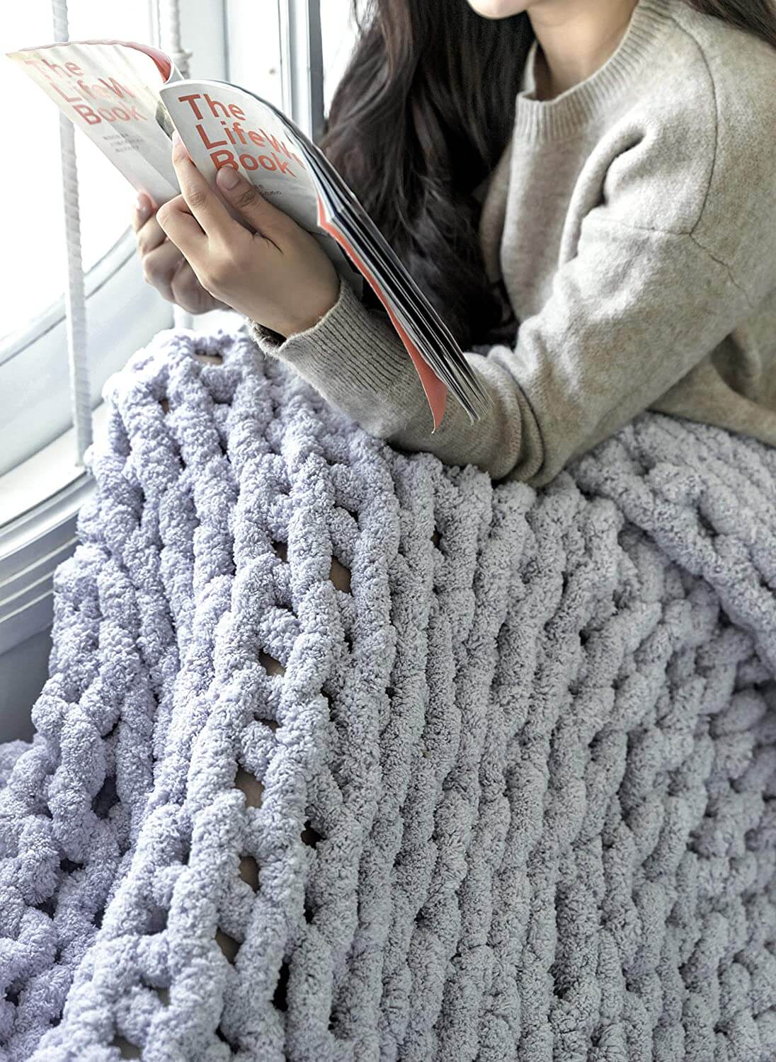 Soft Chunky Knit Throw Blanket - Cozy Chenille Home Decor