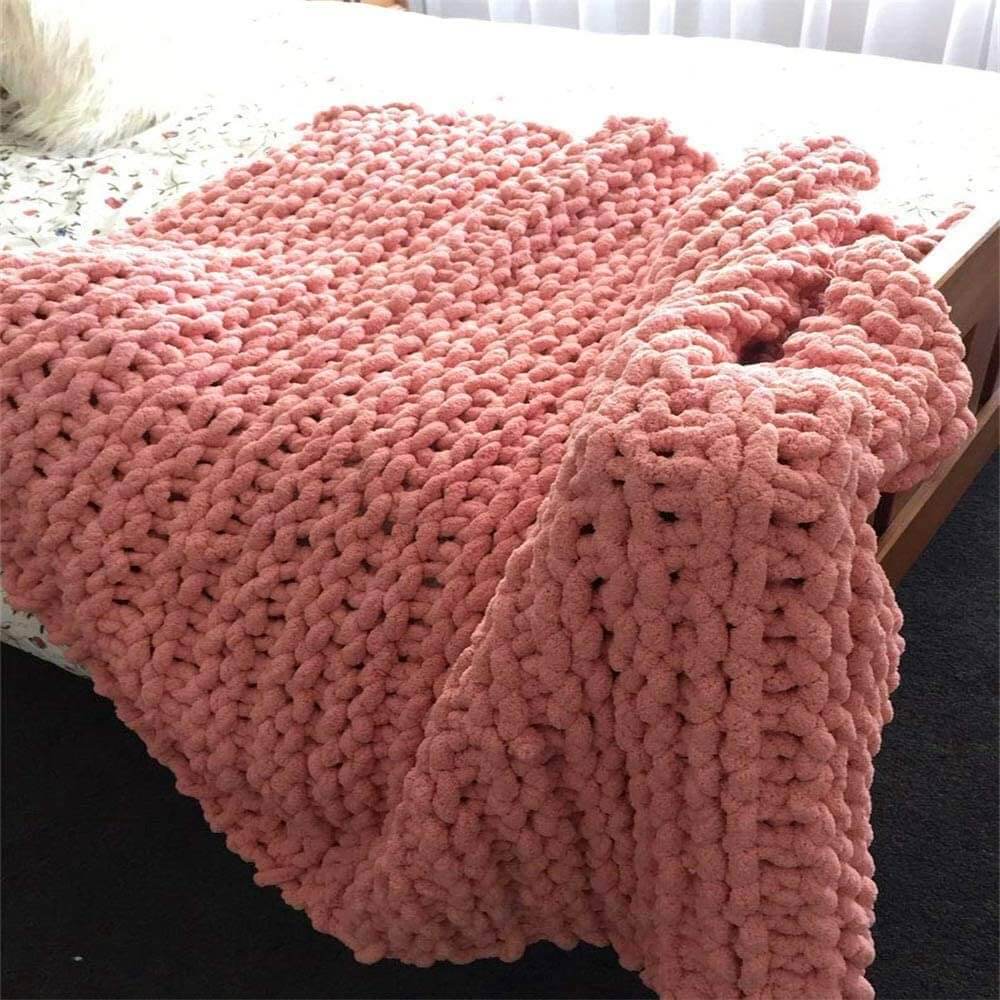 Soft Chunky Knit Throw Blanket - Cozy Chenille Home Decor