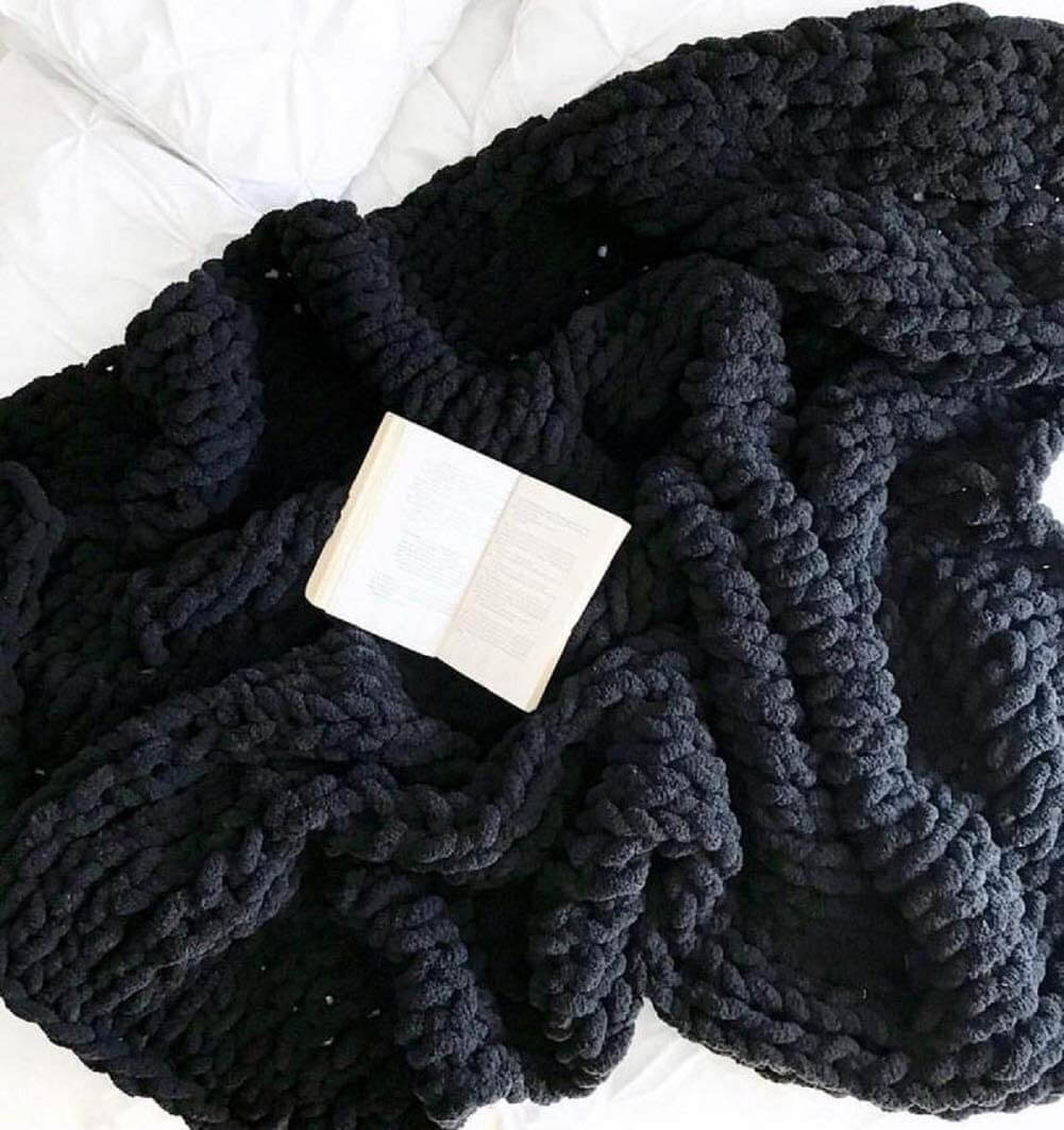 Soft Chunky Knit Throw Blanket - Cozy Chenille Home Decor