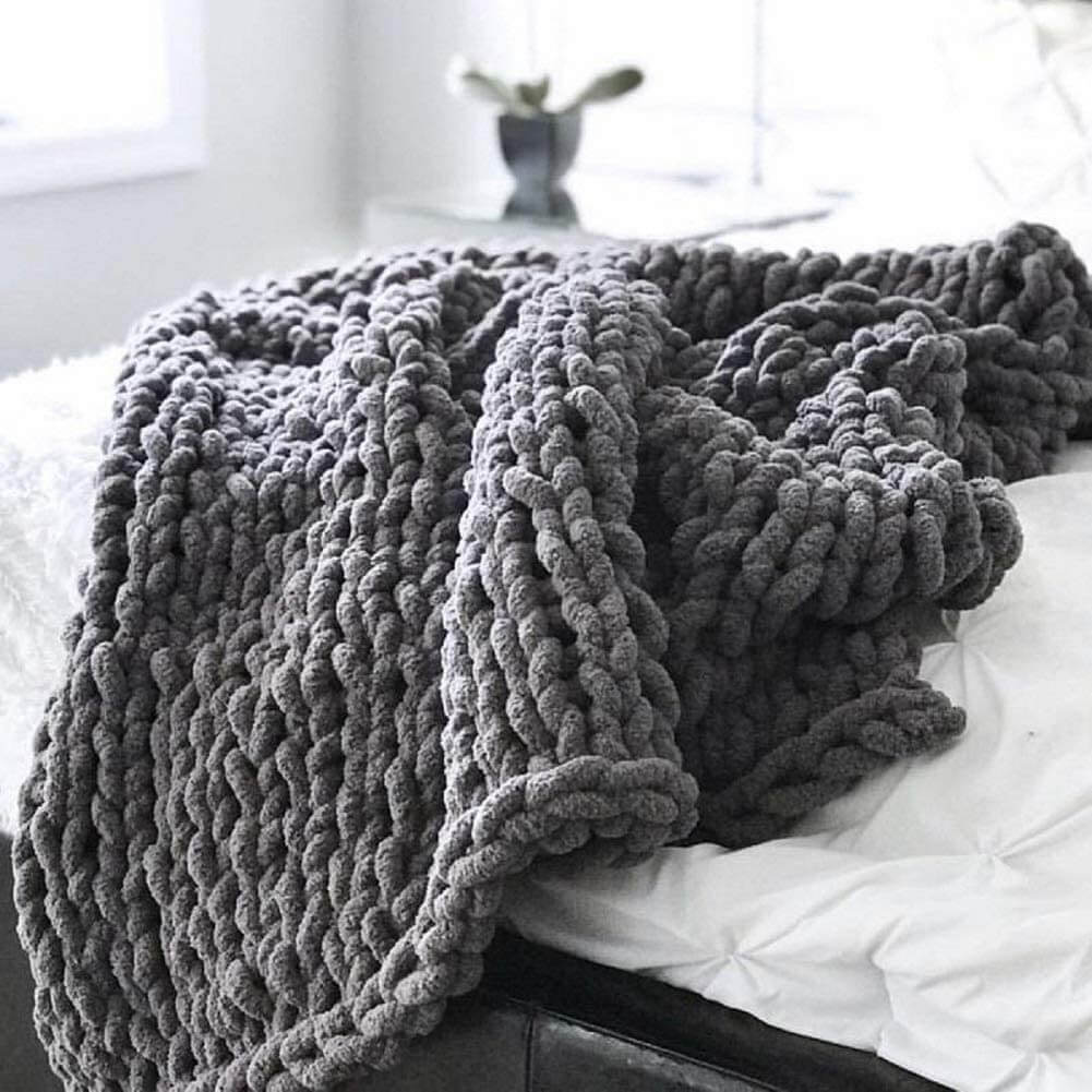 Soft Chunky Knit Throw Blanket - Cozy Chenille Home Decor