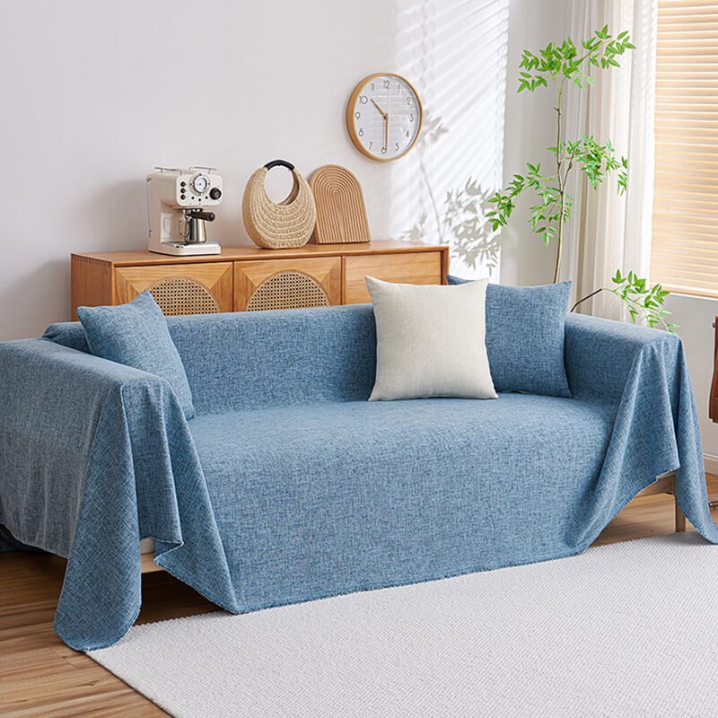 Washable L-Shaped Sofa Cover - Cotton Linen Sectional Protector for Living Room