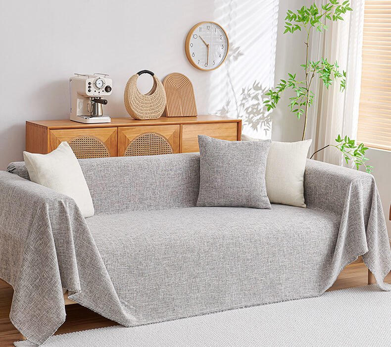 Washable L-Shaped Sofa Cover - Cotton Linen Sectional Protector for Living Room
