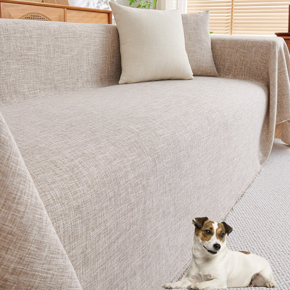 Washable L-Shaped Sofa Cover - Cotton Linen Sectional Protector for Living Room