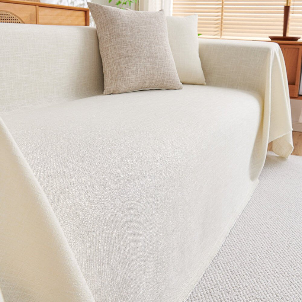 Washable L-Shaped Sofa Cover - Cotton Linen Sectional Protector for Living Room