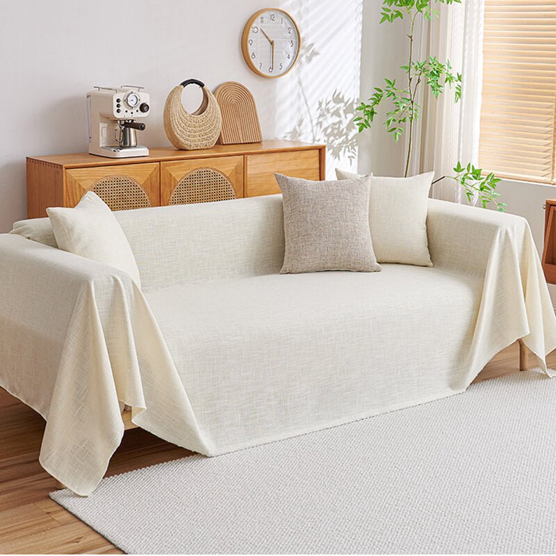 Washable L-Shaped Sofa Cover - Cotton Linen Sectional Protector for Living Room
