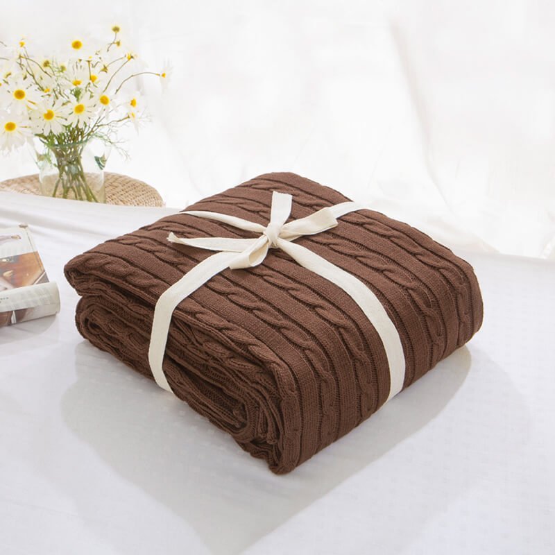 Large Soft Cotton Cable Knit Throw Blanket for Cozy Home Decor