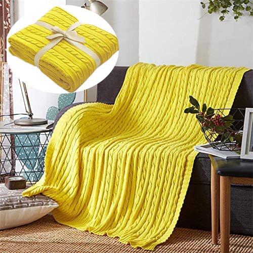 Large Soft Cotton Cable Knit Throw Blanket for Cozy Home Decor