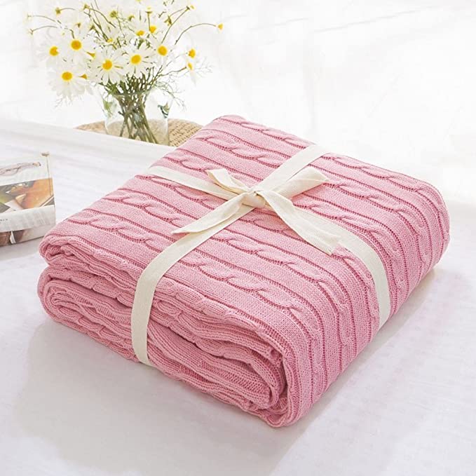 Large Soft Cotton Cable Knit Throw Blanket for Cozy Home Decor