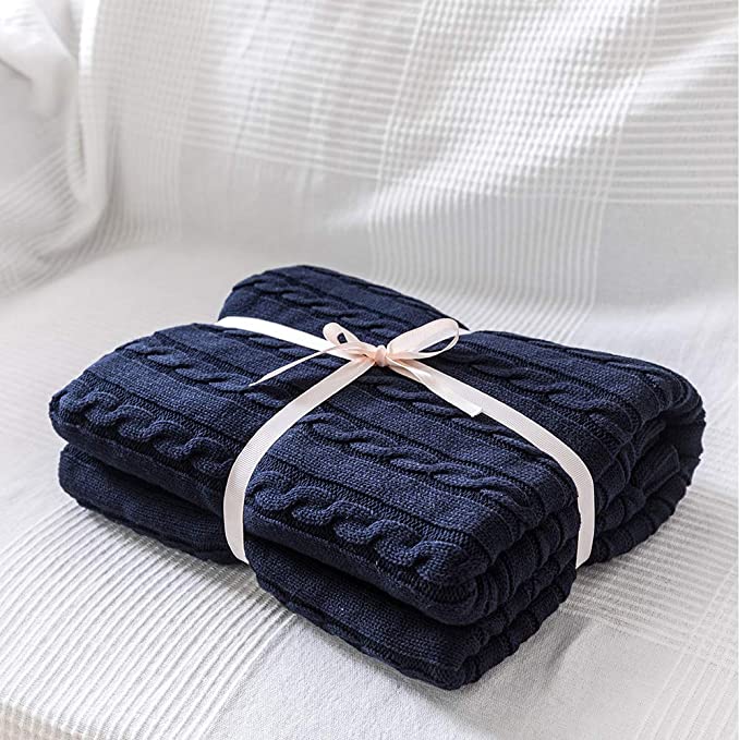 Large Soft Cotton Cable Knit Throw Blanket for Cozy Home Decor