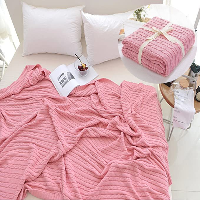 Large Soft Cotton Cable Knit Throw Blanket for Cozy Home Decor