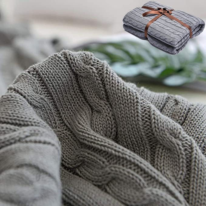 Large Soft Cotton Cable Knit Throw Blanket for Cozy Home Decor