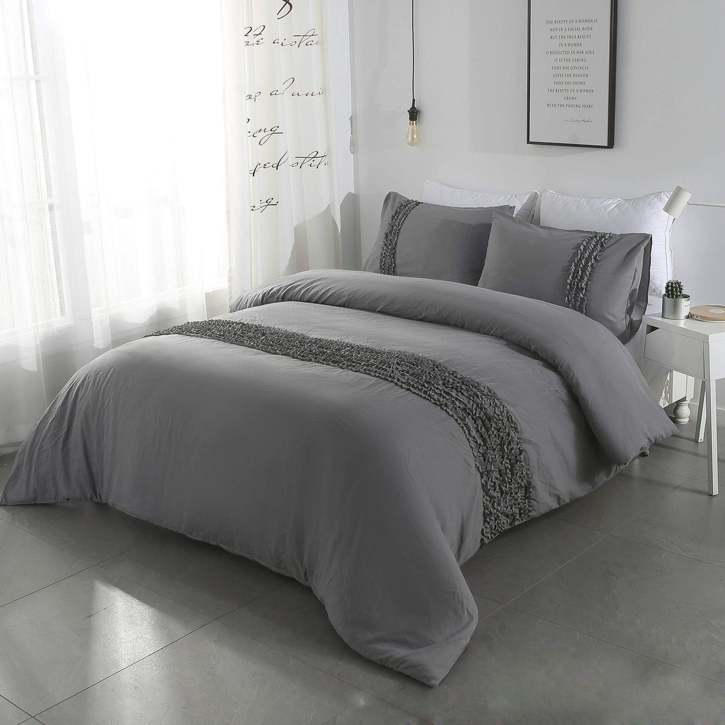 Luxury Egyptian Cotton 3-Piece Duvet Cover Set for Queen/King Beds