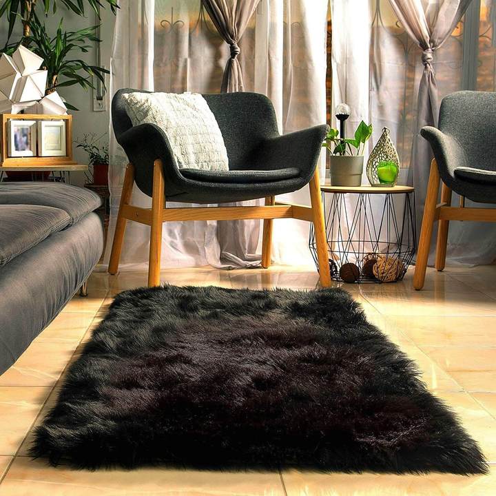 Soft Faux Fur Round Sheepskin Area Rug for Living Room & Bedroom
