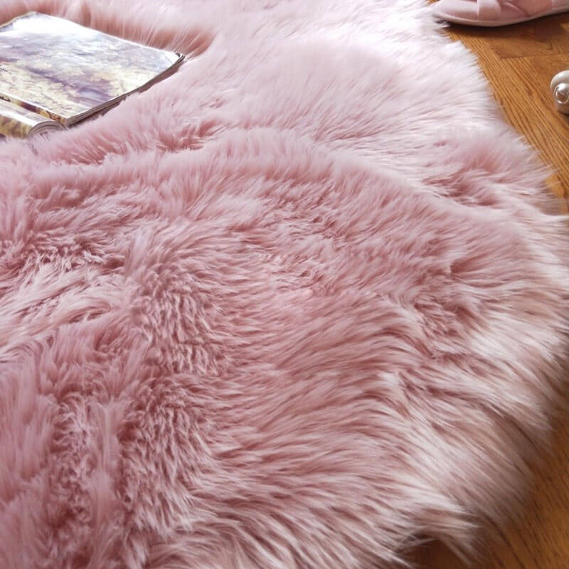 Soft Faux Fur Round Sheepskin Area Rug for Living Room & Bedroom
