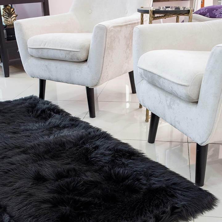 Soft Faux Fur Round Sheepskin Area Rug for Living Room & Bedroom