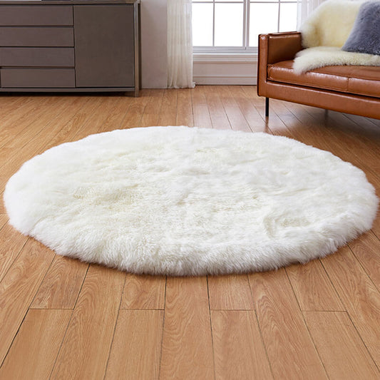 Soft Faux Fur Round Sheepskin Area Rug for Living Room & Bedroom