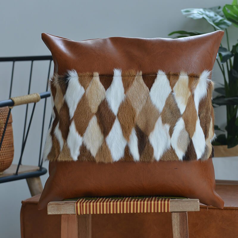 Soft Faux Fur Lumbar Throw Pillows - 18x18 Cushion for Sofa