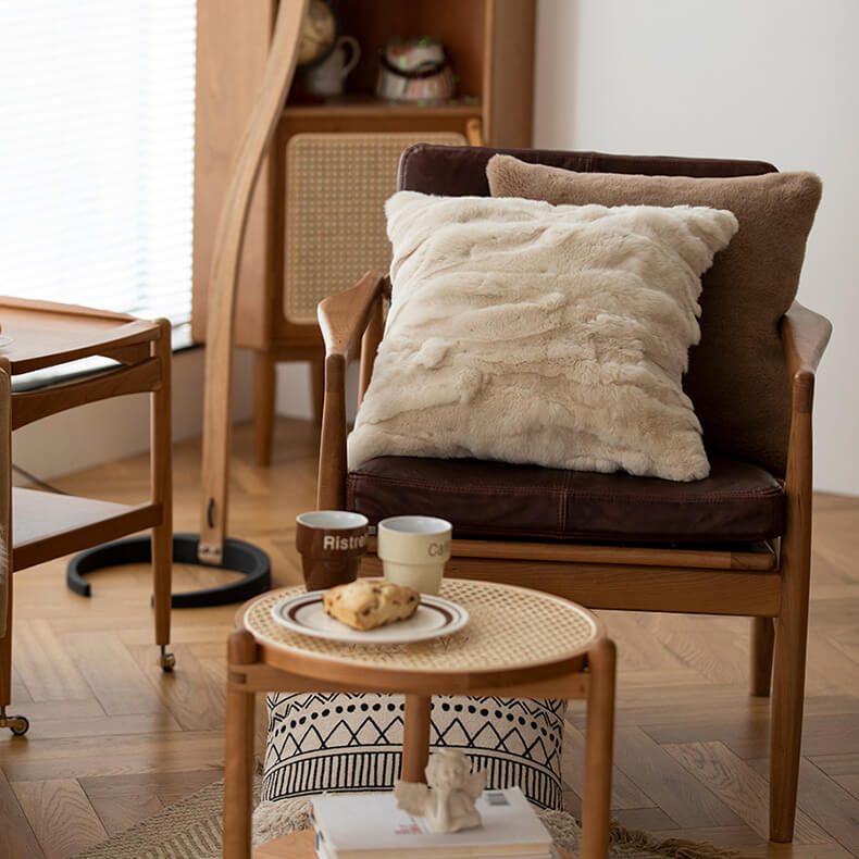 Soft Faux Fur Lumbar Throw Pillows - 18x18 Cushion for Sofa