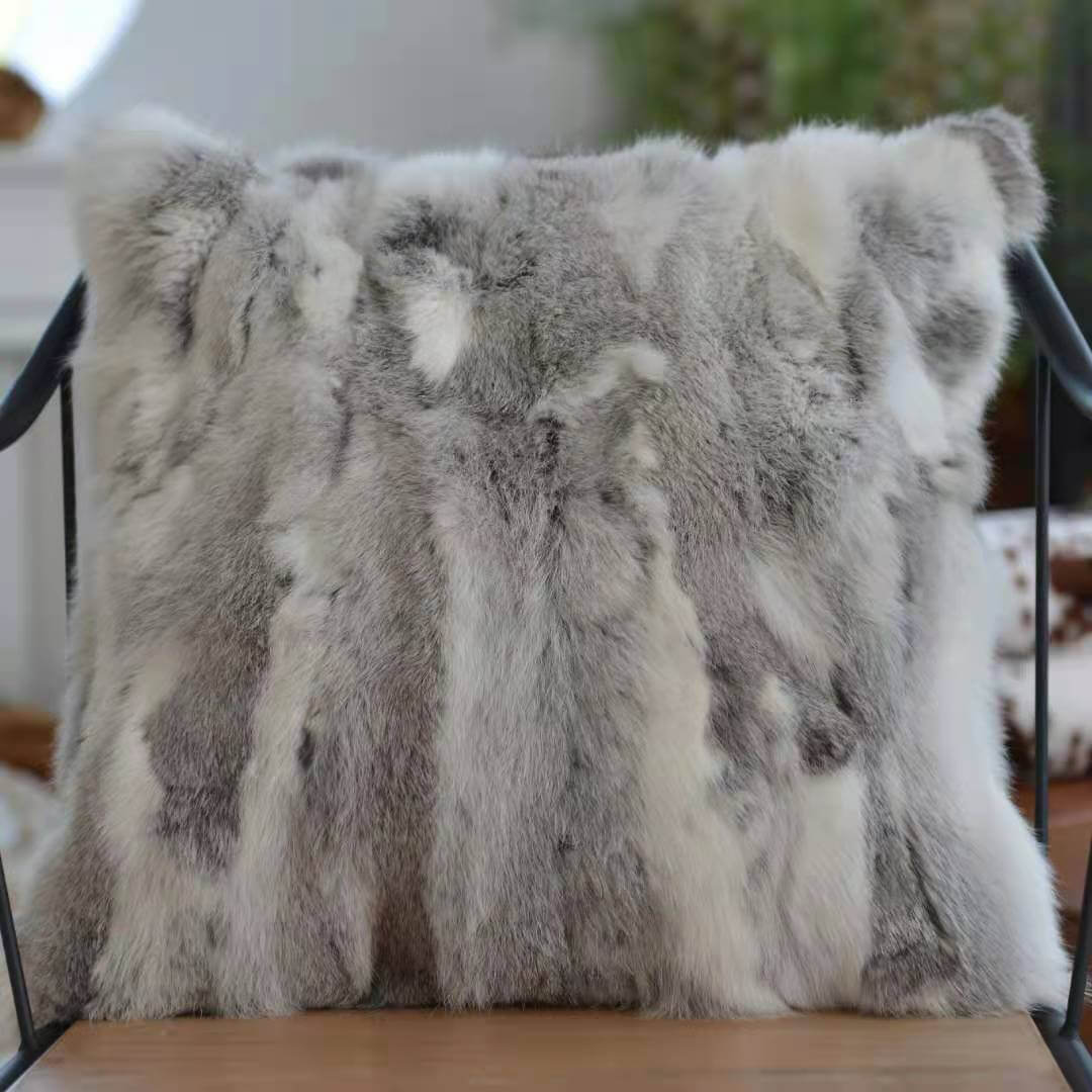 Soft Faux Fur Lumbar Throw Pillows - 18x18 Cushion for Sofa