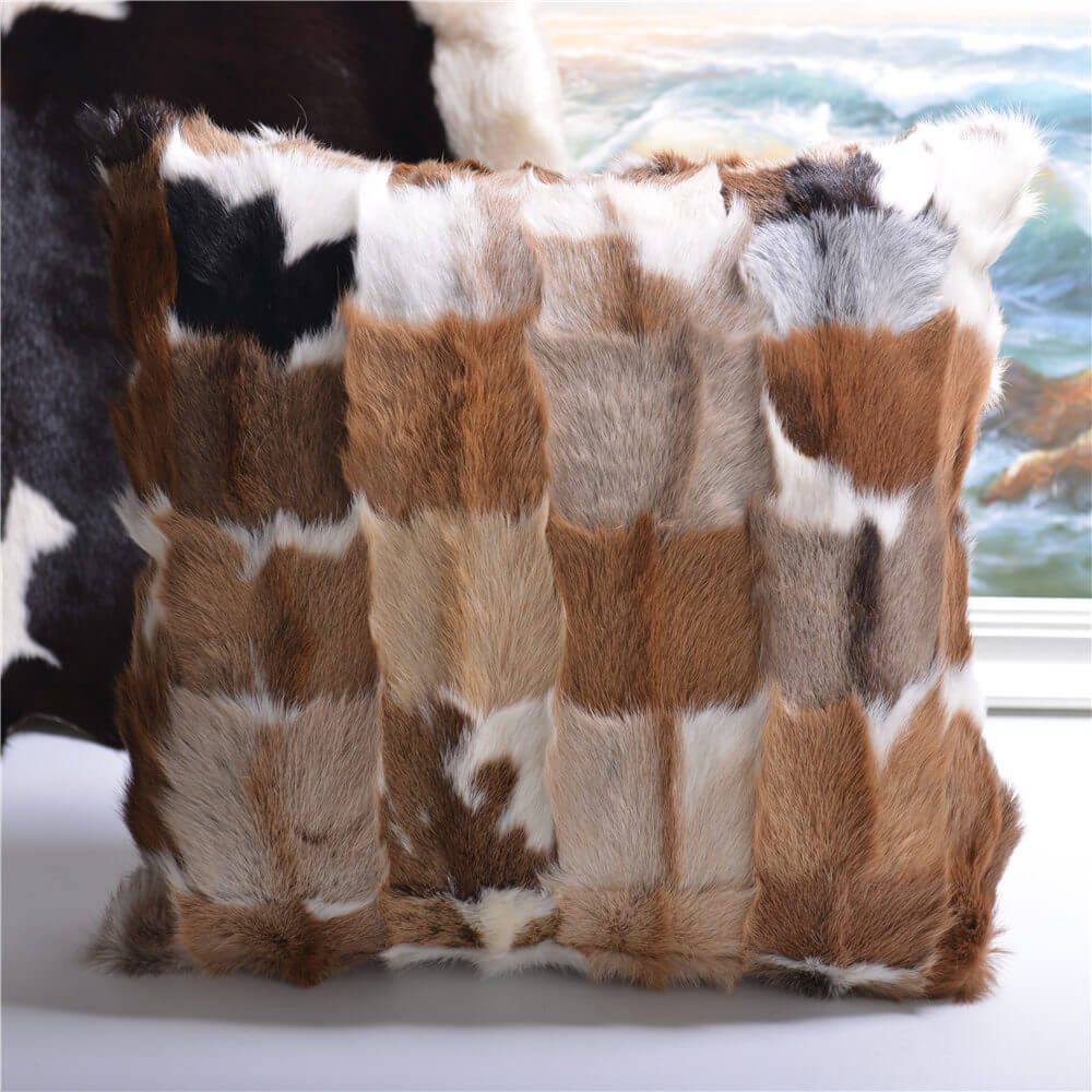 Soft Faux Fur Lumbar Throw Pillows - 18x18 Cushion for Sofa
