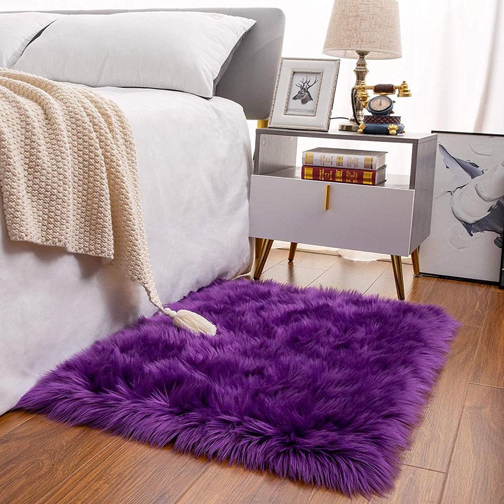 Soft Shaggy Faux Wool Rug - Plush Area Carpet for Home Decor