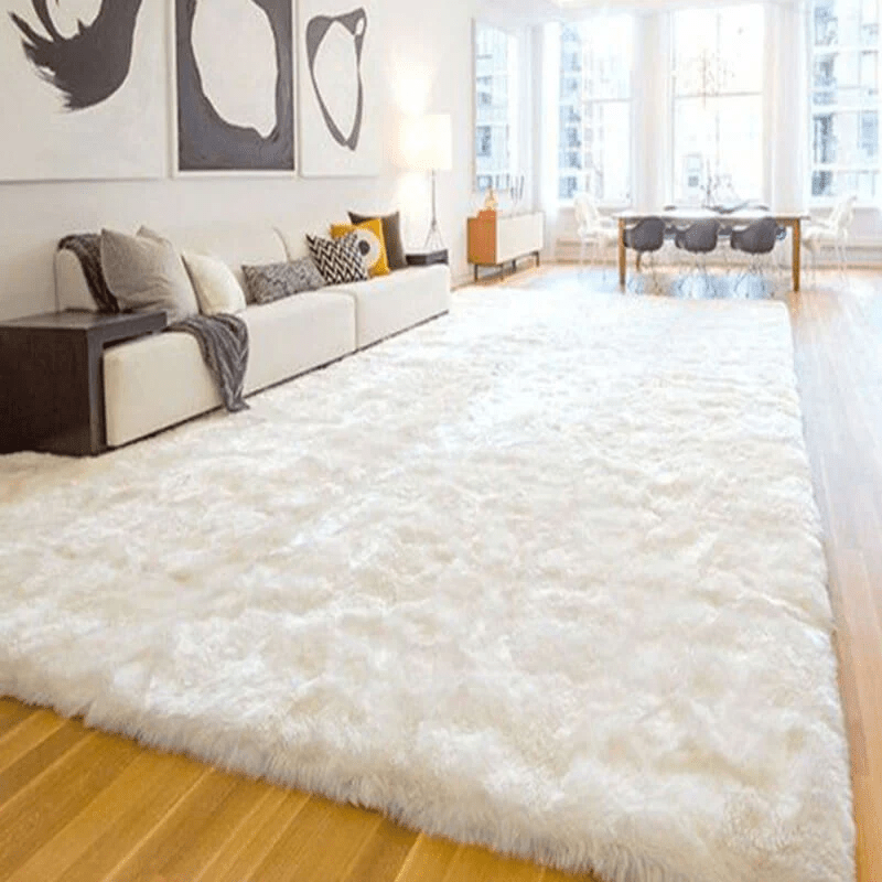 Soft Shaggy Faux Wool Rug - Plush Area Carpet for Home Decor