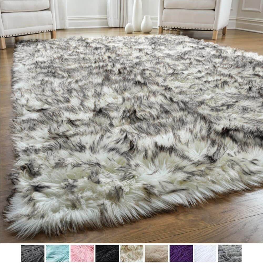 Soft Shaggy Faux Wool Rug - Plush Area Carpet for Home Decor