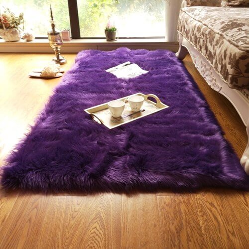 Soft Shaggy Faux Wool Rug - Plush Area Carpet for Home Decor