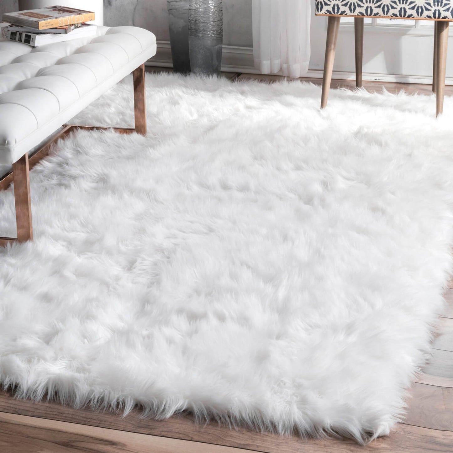 Soft Faux Fur Sheepskin Area Rug - Fluffy Bedroom & Living Room Decor
