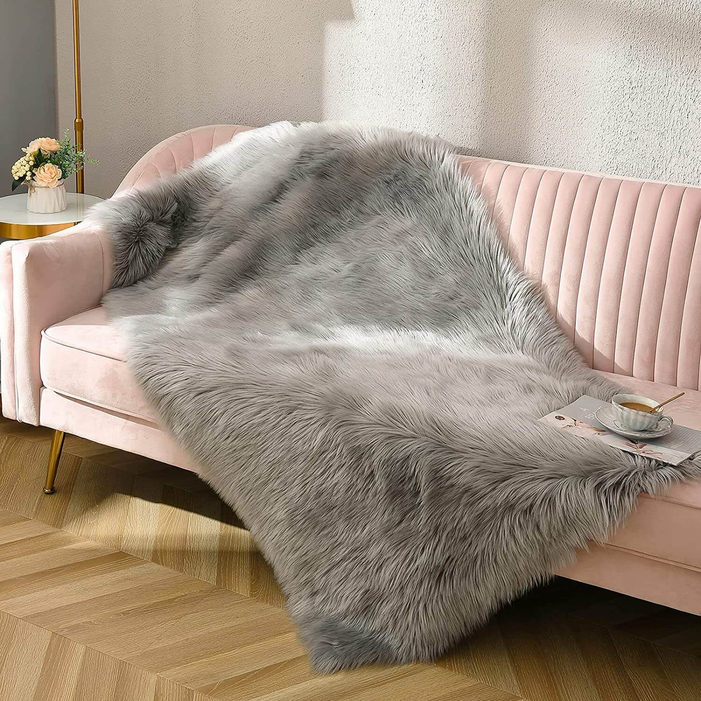 Soft Faux Fur Sheepskin Area Rug - Fluffy Bedroom & Living Room Decor
