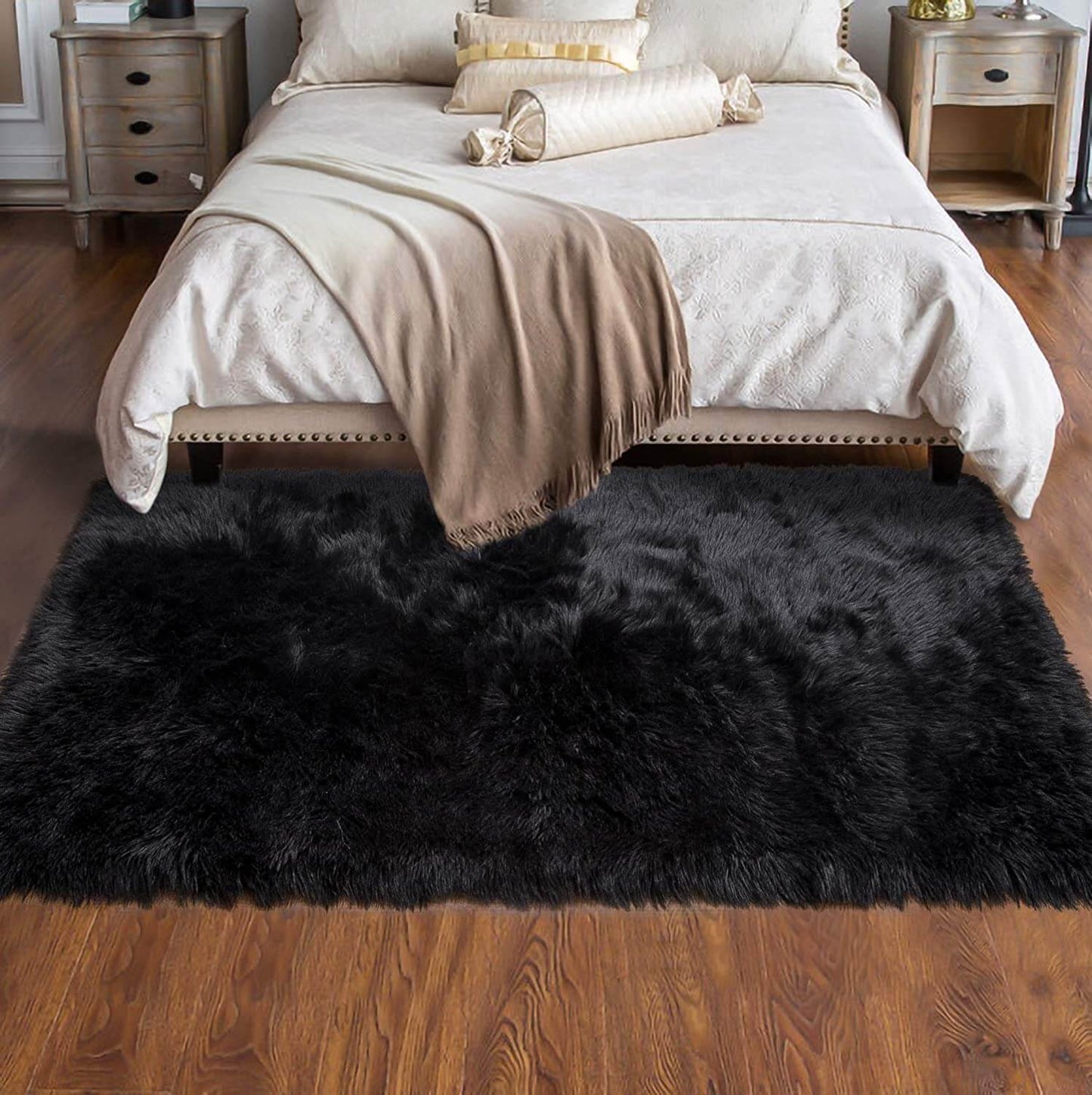 Soft Faux Fur Sheepskin Area Rug - Fluffy Bedroom & Living Room Decor