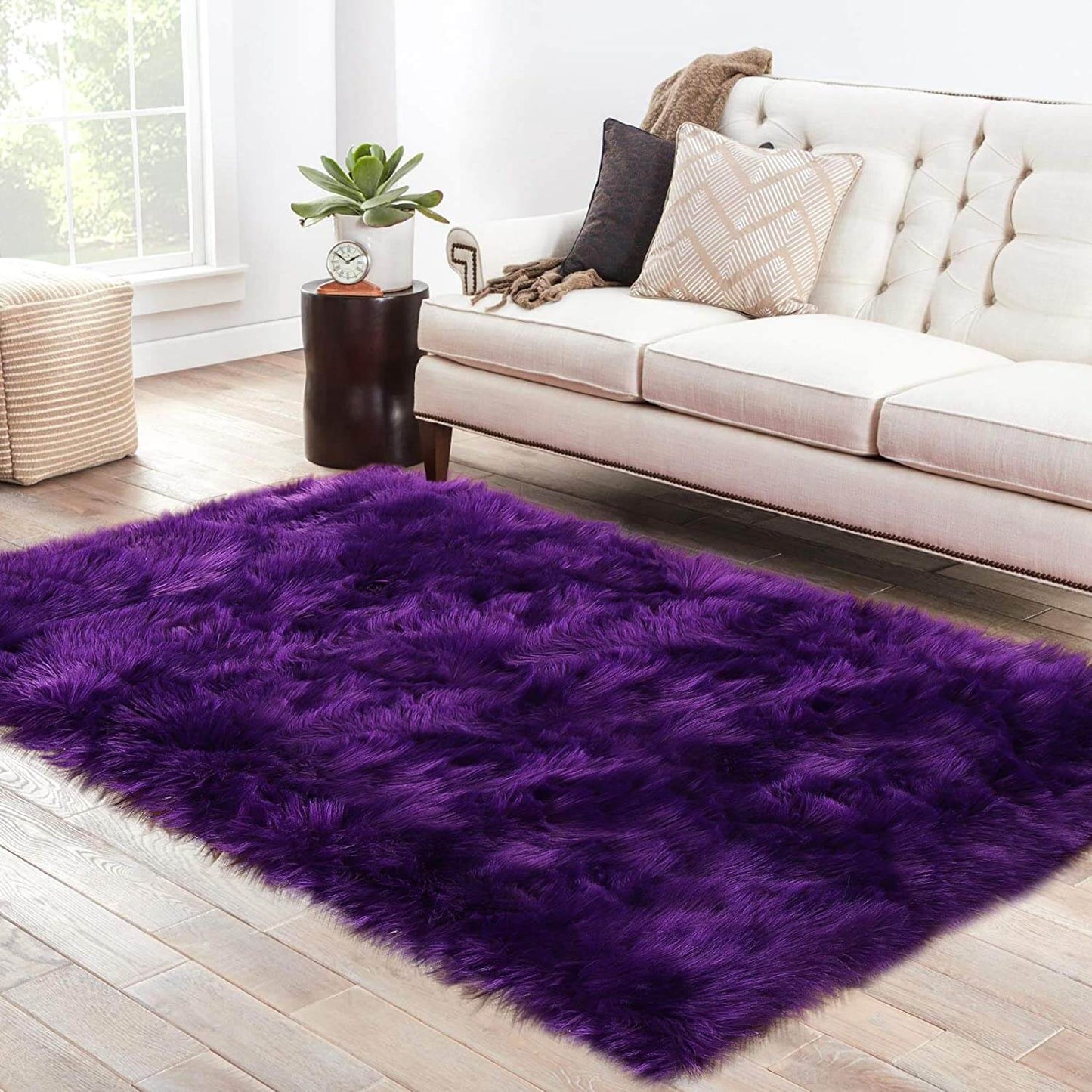 Soft Faux Fur Sheepskin Area Rug - Fluffy Bedroom & Living Room Decor