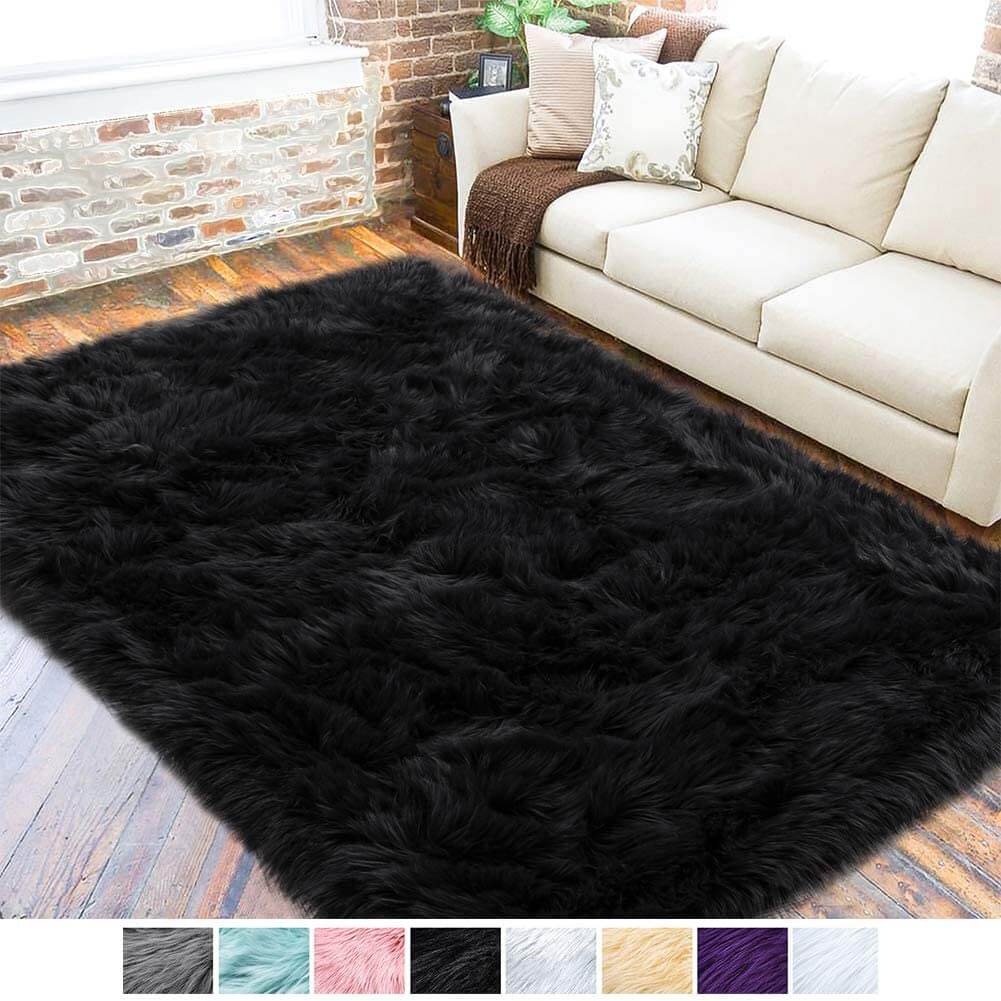 Soft Faux Fur Sheepskin Area Rug - Fluffy Bedroom & Living Room Decor