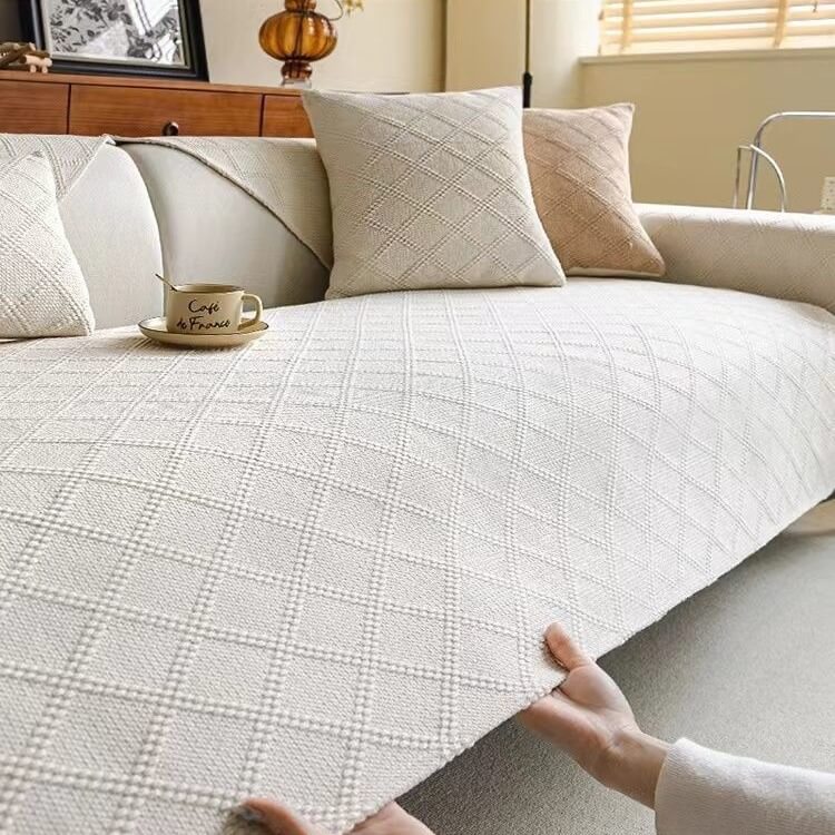 Non-Slip Linen Sofa Cover for Sectional Couch - Pet-Friendly Slipcover