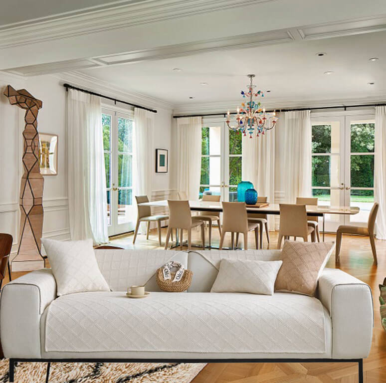 Non-Slip Linen Sofa Cover for Sectional Couch - Pet-Friendly Slipcover