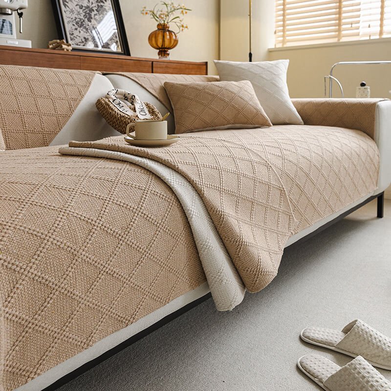 Non-Slip Linen Sofa Cover for Sectional Couch - Pet-Friendly Slipcover