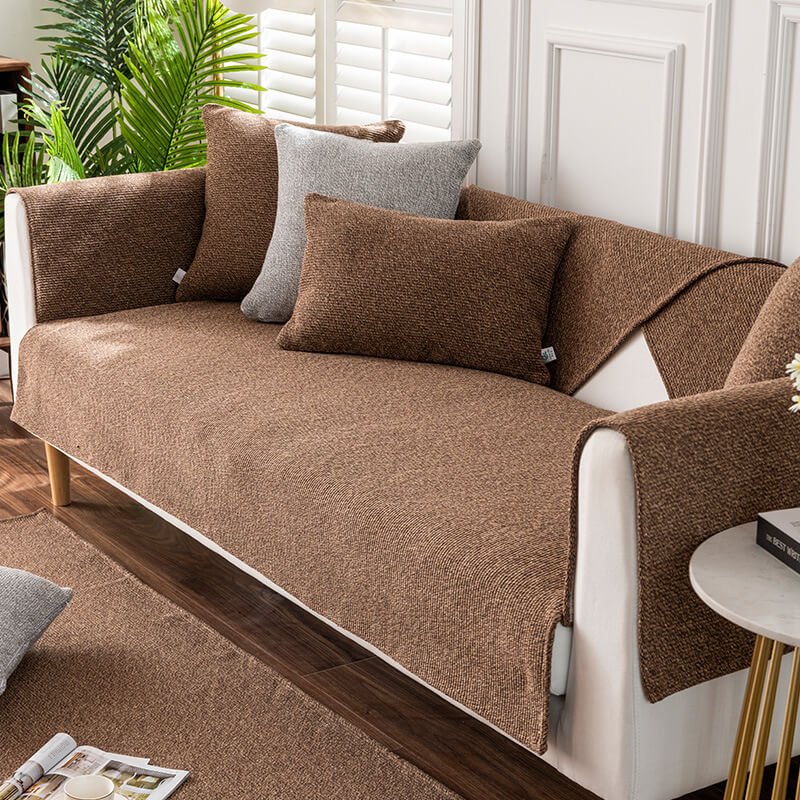 Non-Slip Linen Sofa Cover for Sectional Couch - Pet-Friendly Slipcover