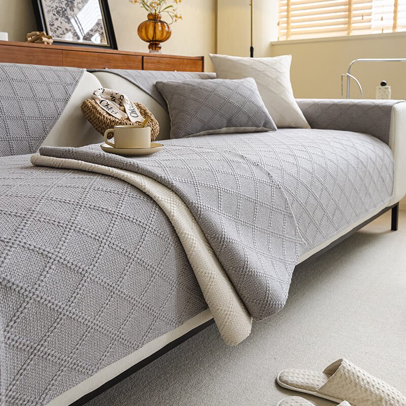 Non-Slip Linen Sofa Cover for Sectional Couch - Pet-Friendly Slipcover